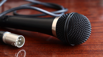 Obraz premium black microphone with xlr cable