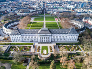 Koblenz City in Rhineland Palantino - Germany - aerial shot of historic German palace Building wit...