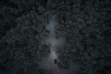 winter road landscape, beautiful view of a snowy road