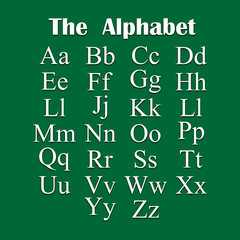 english alphabet in white tone