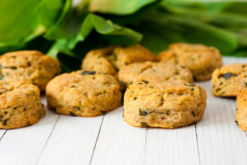 Scones with ramson leaves