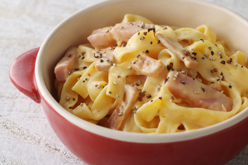 フィットチーネのカルボナーラソース