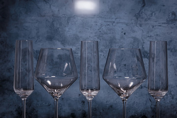 empty glasses gray background