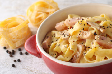 フィットチーネのカルボナーラソース