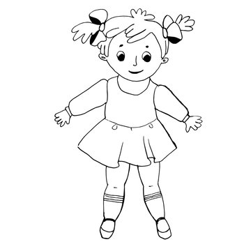 Colorful black and white pattern for coloring. Illustration of a girl.