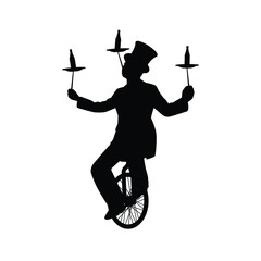 Magician on unicycle silhouette vector © Flatman vector 24