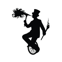 Magician on unicycle silhouette vector © Flatman vector 24