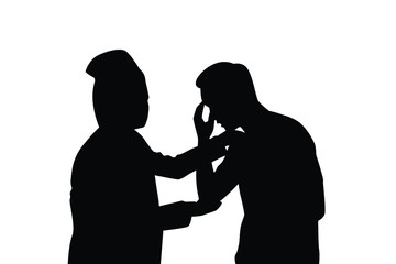 Nurse and patient silhouette vector