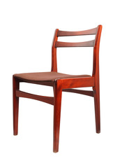 Fabric upholstered retro wooden chair. Isolated with clipping path..