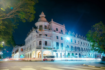 Kandy city landmark. British architectural building. Night beauty of kandy city 