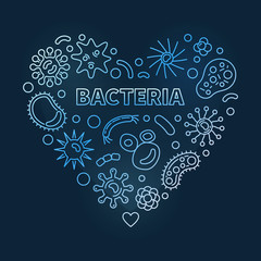 Vector Bacteria linear blue Heart - vector concept illustration