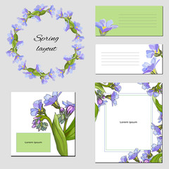 Set of text frames with floral pattern. Vector illustration of flowers for the modern design of business cards, advertising, posters, advertising.
