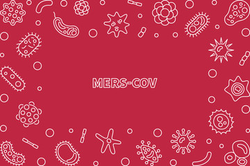 MERS-CoV Virus vector concept simple linear illustration with red background