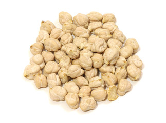 Chick-pea, bengal gram isolated on a white background.