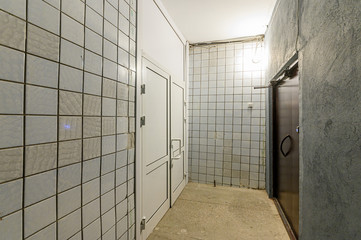 Russia, Moscow- October 19, 2019: interior room apartment public place, porch. doors, walls, corridors