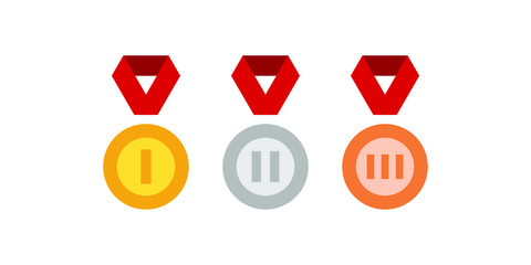 1st 2nd 3rd medal first place second third award winner badge guarantee winning prize ribbon symbol sign icon logo template Vector clip art illustration