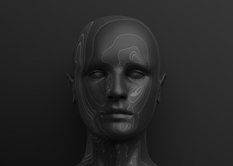 Abstract human head, 3d render, artificial intelligence concept