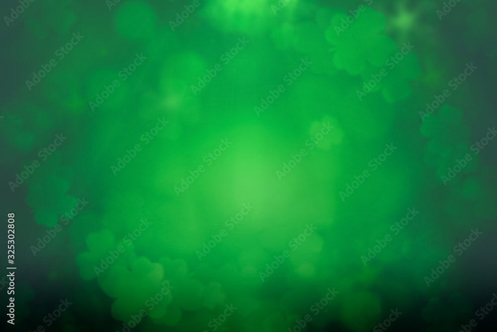 Aufkleber st patrick's day green background clover leaf bokeh lights defocused for st patrick's day celebratio