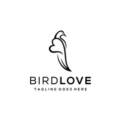 Creative luxury modern flying bird  with heart sign logo template vector icon