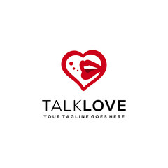 Creative modern heart Love with bubble talk sign vector logo Decorative design 