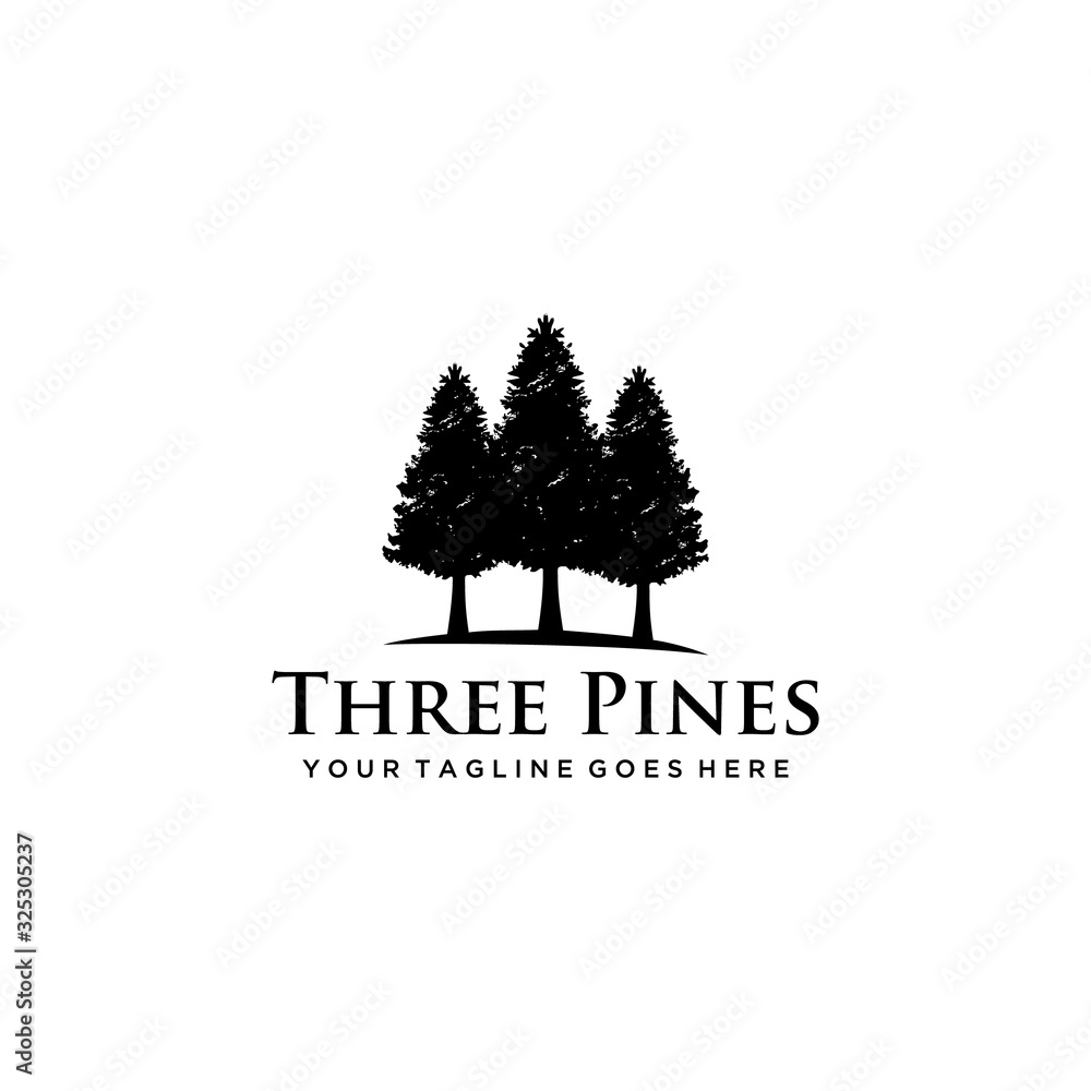 Wall mural Illustration pines Tree nature  logo design vintage vector 