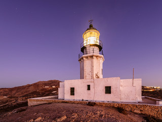 Armenistis lighthouse at night