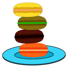 pieces of cakes with a different cream, isolate on a white background