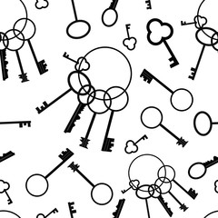seamless pattern in monochrome colors, key wrench for doors, paper wrapper