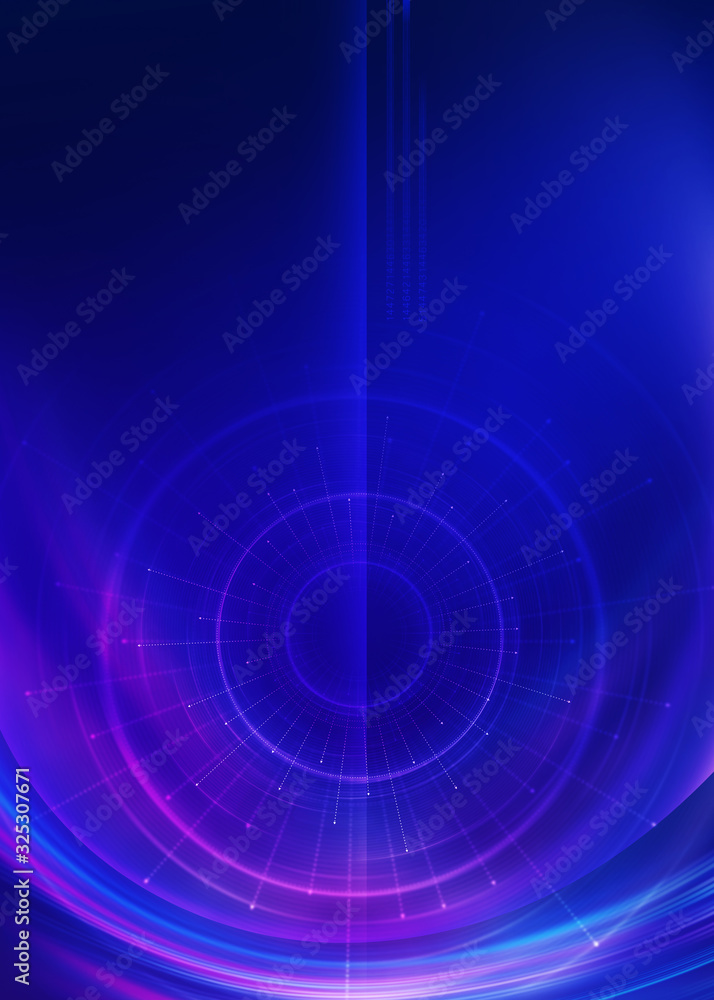 Aufkleber dark tech abstract background with neon glow. cyber circle laser figure on abstract background
