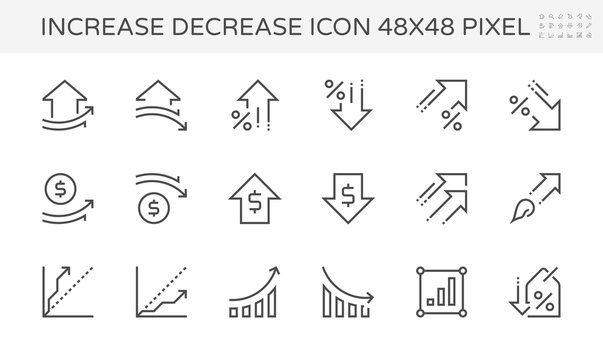 Increase decrease graphic element vector icon i.e. arrow, graph, chart and diagram. Data statistic both up down. For business report of housing, price, interest rate. Also money, finance, stock price.