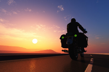 Obraz na płótnie Canvas Motorcyclist on the road