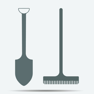 Shovel And Rake Icon illustration isolated vector sign symbol