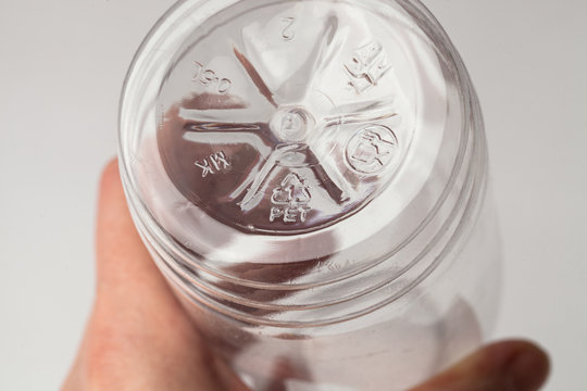 Marked Bottom Of A Plastic Transparent Bottle