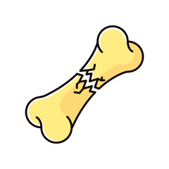 Broken bone RGB color icon. Impacted, traverse fracture. Accident. Hurt body part. Trauma treatment. Healthcare. Medical condition. Isolated vector illustration
