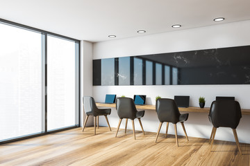 White and marble panoramic open space office