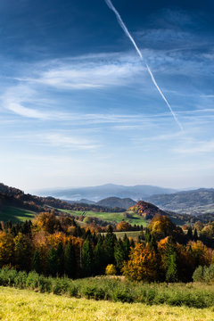 Pieniny Mountains in Autumn, Poland. Polonina Kiczera.