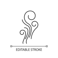Wind pixel perfect linear icon. Fresh air swirl. Good smell, perfume scent. Aromatic fragrance. Thin line customizable illustration. Contour symbol. Vector isolated outline drawing. Editable stroke