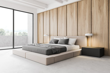 Modern wooden master bedroom corner