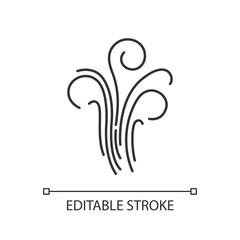 Fototapeta premium Air swirl pixel perfect linear icon. Cold fresh wind gust. Whirlwind. Good smell, evaporation. Thin line customizable illustration. Contour symbol. Vector isolated outline drawing. Editable stroke