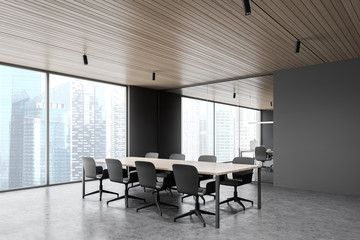 Gray conference room corner in open space office