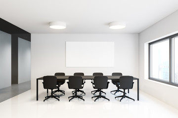 Conference room with mock up poster