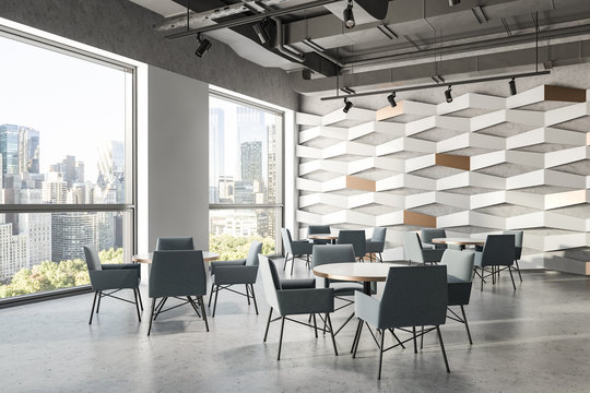 Gray ceiling geometric pattern cafe corner