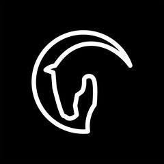 Obraz premium flat vector image on a black background, horse head logo in linear style
