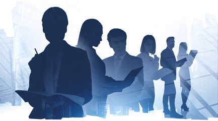 Business partners in city, meeting concept