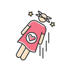 Fainting RGB color icon. Symptom of early pregnancy. Pregnant woman falling unconscious. Lady feeling dizzy. Hormonal imbalance. Person experience vertigo. Isolated vector illustration