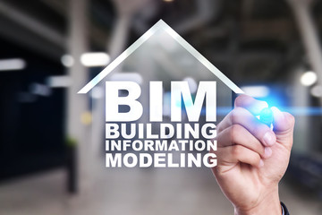 BIM - Building information modeling on virtual screen.