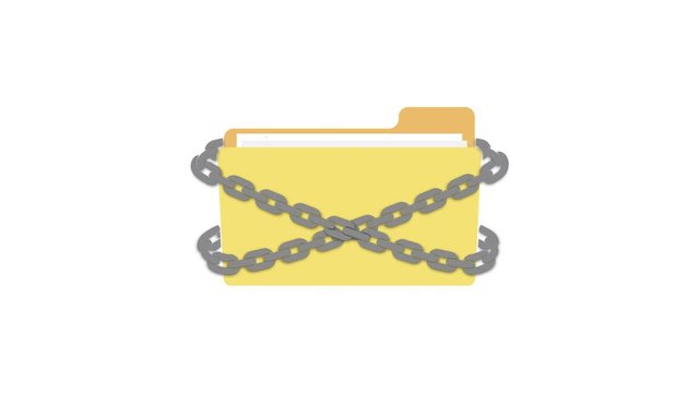 Video animation of a document folder or file with a chain and lock - data security and protection