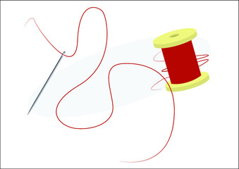 Needle with Thread and Reel. Vector illustration isolated