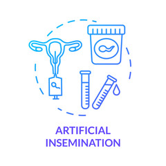 Naklejka premium Artificial insemination blue concept icon. Alternative pregnancy. Help for woman fertility. Reproductive technology idea thin line illustration. Vector isolated outline RGB color drawing
