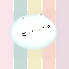 Cloud Cat fluffy cute pastel color Vector illustration